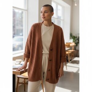 Dreamers Rust Cable Knit Cardigan